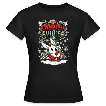Happy Yule Viking Christmas Rabbit - T-shirt Femme - noir - Devant - AI Model Female 172 dark (172cm)
