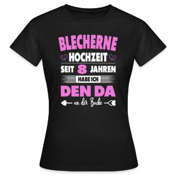 8 Hochzeitstag 8 Jahre Ehe Blecherne Hochzeit - Frauen T-Shirt - Schwarz - Vorne - AI Model Female 172 dark (172cm)