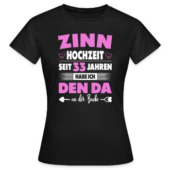 33 Hochzeitstag Paare 33 Jahre Ehe Zinnhochzeit - Frauen T-Shirt - Schwarz - Vorne - AI Model Female 172 dark (172cm)