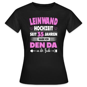 Hochzeitstag Paare 35 Jahre Ehe Leinwandhochzeit - Frauen T-Shirt - Schwarz - Vorne - AI Model Female 172 dark (172cm)