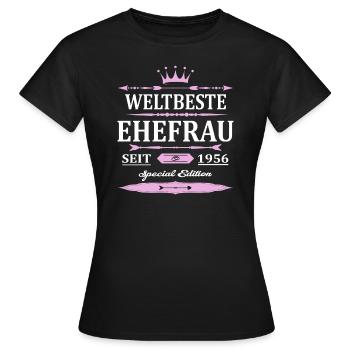 Weltbeste Ehefrau Seit 1956 Vintage Hochzeitstag - Frauen T-Shirt - Schwarz - Vorne - AI Model Female 172 dark (172cm)