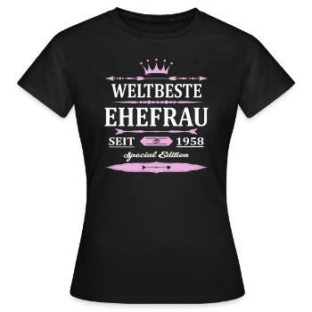 Weltbeste Ehefrau Seit 1958 Vintage Hochzeitstag - Frauen T-Shirt - Schwarz - Vorne - AI Model Female 172 dark (172cm)