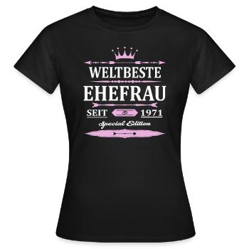Weltbeste Ehefrau Seit 1971 Vintage Hochzeitstag - Frauen T-Shirt - Schwarz - Vorne - AI Model Female 172 dark (172cm)
