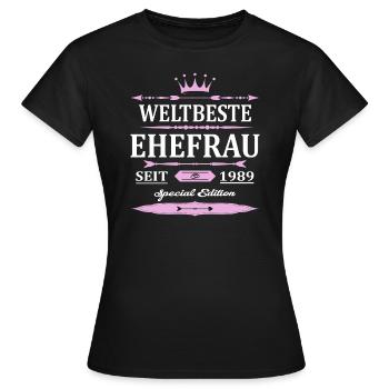 Weltbeste Ehefrau Seit 1989 Vintage Hochzeitstag - Frauen T-Shirt - Schwarz - Vorne - AI Model Female 172 dark (172cm)