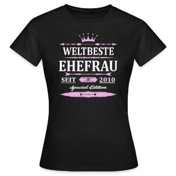 Weltbeste Ehefrau Seit 2010 Vintage Hochzeitstag - Frauen T-Shirt - Schwarz - Vorne - AI Model Female 172 dark (172cm)
