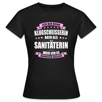 Ich Bin Keine Klugscheisserin Sanitäterin Sani - Frauen T-Shirt - Schwarz - Vorne - AI Model Female 172 dark (172cm)