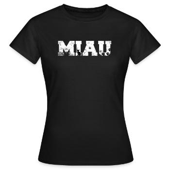 Miau Katze - Frauen T-Shirt - Schwarz - Vorne - AI Model Female 172 dark (172cm)