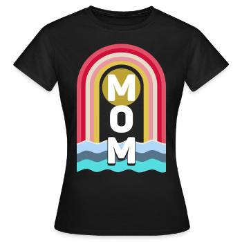Retro Rainbow With Colorful Sea Mom - Women's T-Shirt - black - Front - AI Model Female 172 dark (172cm)