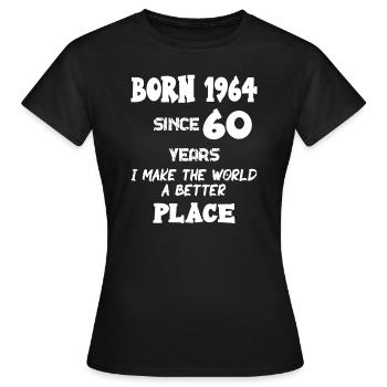 Né en 1964 depuis 60 ans j’en fais 60. Motif d’anniversaire - T-shirt Femme - noir - Devant - AI Model Female 172 dark (172cm)