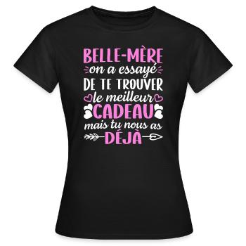 belle mère t-shirt cadeau belle maman - T-shirt Femme - noir - Devant - AI Model Female 172 dark (172cm)