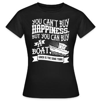 Man kann kein Glück kaufen, aber man kann ein Boot kaufen - Frauen T-Shirt - Schwarz - Vorne - AI Model Female 172 dark (172cm)