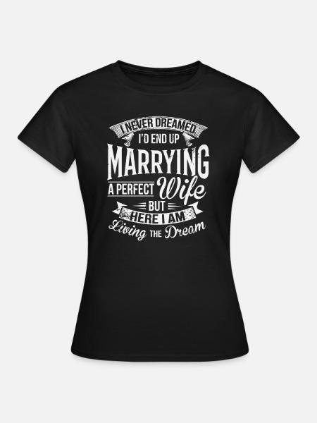 Hubby Wifey Głupi mąż rocznica ślubu - Dame-T-shirt - sort