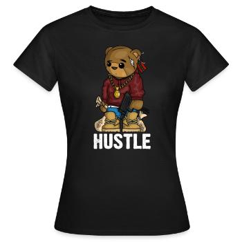 Hip Hop Teddy Bear Hustle Gun Get Money Rap Musique - T-shirt Femme - noir - Devant - AI Model Female 172 dark (172cm)