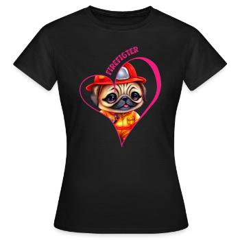 Pompier, carlin d’amour - T-shirt Femme - noir - Devant - AI Model Female 172 dark (172cm)