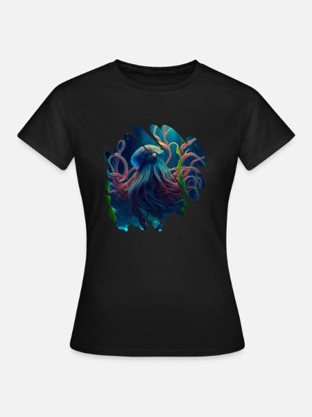 Meereslebewesen, großer Oktopus - Frauen T-Shirt - Schwarz