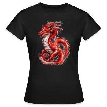 Roter Drache, Nebeltier - Frauen T-Shirt - Schwarz - Vorne - AI Model Female 172 dark (172cm)