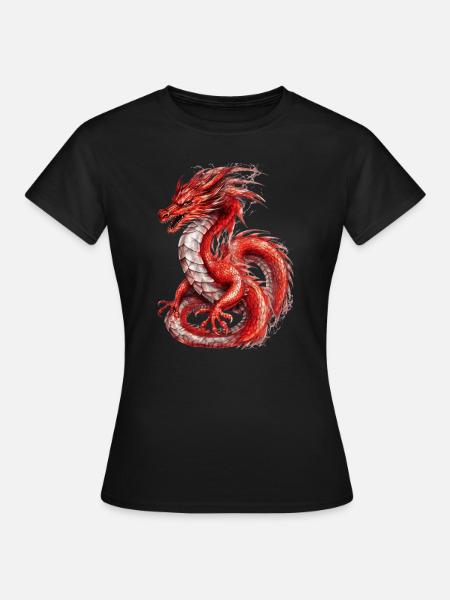 Roter Drache, Nebeltier - Frauen T-Shirt - Schwarz