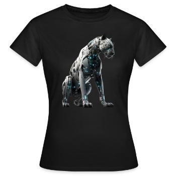 Cyber-Raubkatze - Frauen T-Shirt - Schwarz - Vorne - AI Model Female 172 dark (172cm)