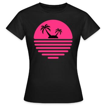 81 Soleil île de la mer palmiers - T-shirt Femme - noir - Devant - AI Model Female 172 dark (172cm)