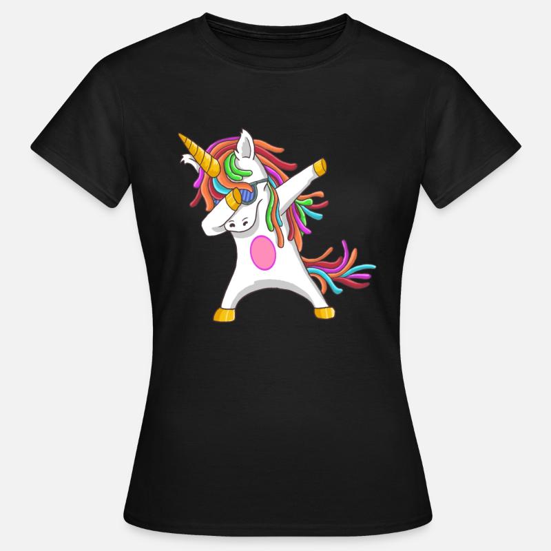 Einhorn Dab Dabbing lustig crazy Geschenk - Frauen T-Shirt - Schwarz