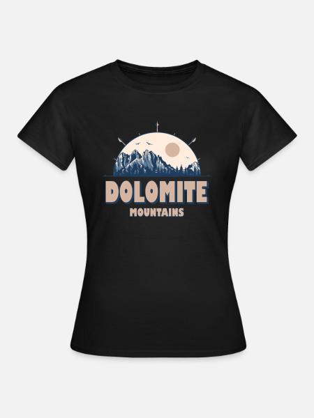 Dolomites Italie Vintage Mountain Randonnée - T-shirt Femme - noir