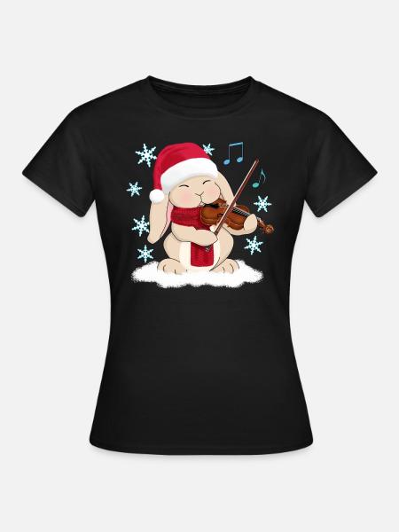 Lapin violoniste mignon pour les fêtes de Noël - Dame-T-shirt - sort
