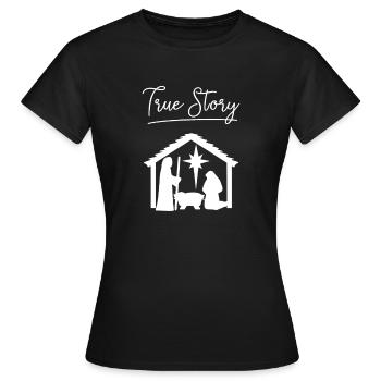 Christian Christmas True Story Jesus Celebrate - T-shirt Femme - noir - Devant - AI Model Female 172 dark (172cm)