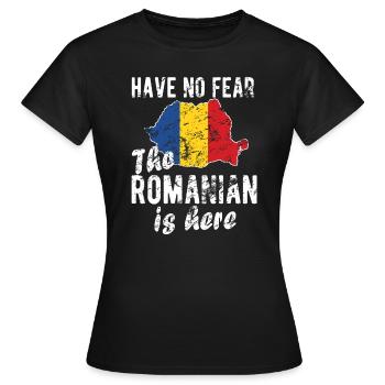 Proud Romanian Romania Origin Romanian flag - Women's T-Shirt - black - Front - AI Model Female 172 dark (172cm)