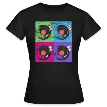 Record record players Pop-Art - Women's T-Shirt - black - Front - AI Model Female 172 dark (172cm)