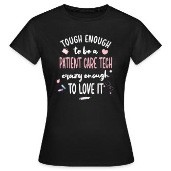 Technicien en soins aux patients Soins aux patients PCT - T-shirt Femme - noir - Devant - AI Model Female 172 dark (172cm)