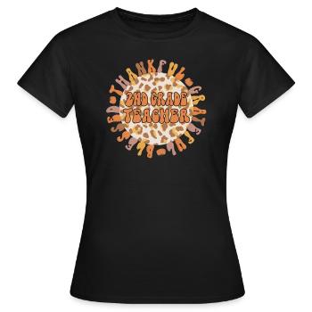 2nd Grade Teacher Thanksgiving Second Grade Team - Frauen T-Shirt - Schwarz - Vorne - AI Model Female 172 dark (172cm)