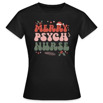 Psychiatric Nurse Christmas Psych Nursing Xmas - Frauen T-Shirt - Schwarz - Vorne - AI Model Female 172 dark (172cm)