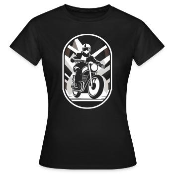logo motard et moto style vintage - T-shirt Femme - noir - Devant - AI Model Female 172 dark (172cm)