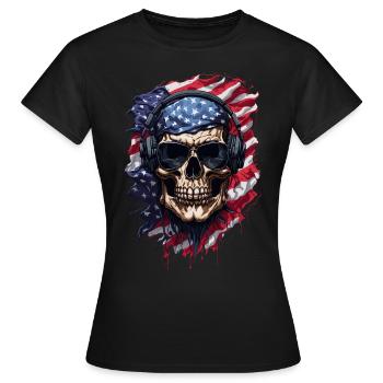 Skull Pride: American Flag & Shades - Women's T-Shirt - black - Front - AI Model Female 172 dark (172cm)