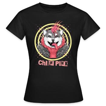 chien punk crête iroquoise - humour animal - T-shirt Femme - noir - Devant - AI Model Female 172 dark (172cm)