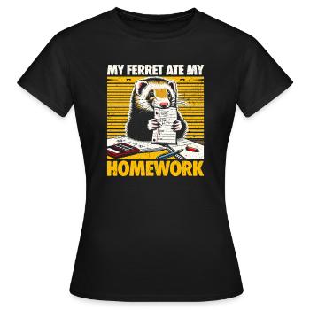 Mon furet a mangé mes devoirs - Cadeau furet - T-shirt Femme - noir - Devant - AI Model Female 172 dark (172cm)