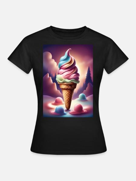 T-Shirt-Design mit schmelzender Eiscreme - Frauen T-Shirt - Schwarz