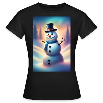 Bonhomme de neige hivernal heureux - T-shirt Femme - noir - Devant - AI Model Female 172 dark (172cm)