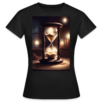 Eine alte Zeitmessmaschine, Sanduhr - Frauen T-Shirt - Schwarz - Vorne - AI Model Female 172 dark (172cm)