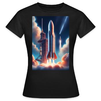 Ein realistisches Raketenstart-Design - Frauen T-Shirt - Schwarz - Vorne - AI Model Female 172 dark (172cm)