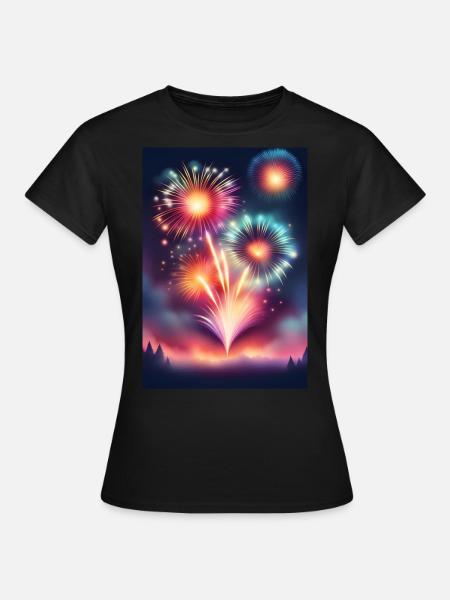 Feu d’artifice scintillant et coloré - T-shirt Femme - noir