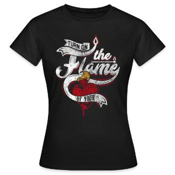 CŒUR DE FEU - Cadeau romantique - T-shirt Femme - noir - Devant - AI Model Female 172 dark (172cm)