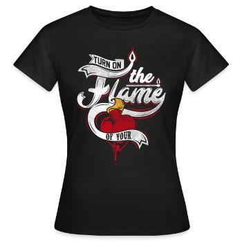 COEUR FEU - Cadeau romantique - T-shirt Femme - noir - Devant - AI Model Female 172 dark (172cm)
