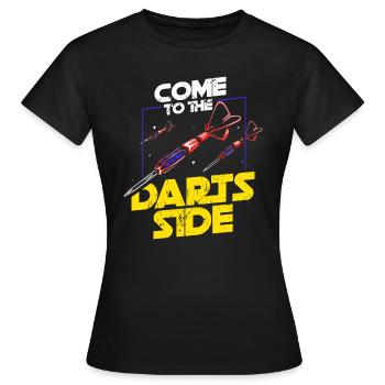 Dart player saying - Women's T-Shirt - black - Front - AI Model Female 172 dark (172cm)