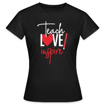 Teach Love Inspire School Nerd Teacher - T-shirt Femme - noir - Devant - AI Model Female 172 dark (172cm)