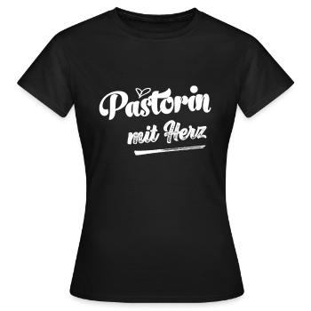 Pastorin mit Herz Pfarrerin Pastor Geschenk Kirche - Frauen T-Shirt - Schwarz - Vorne - AI Model Female 172 dark (172cm)