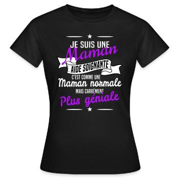 maman aide-soignante Fête des mères - T-shirt Femme - noir - Devant - AI Model Female 172 dark (172cm)