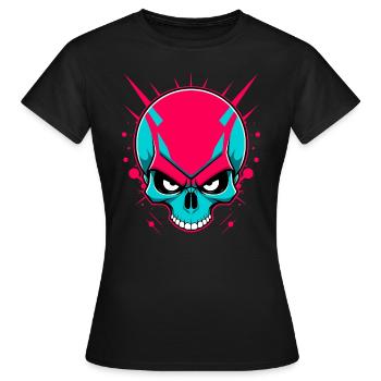 Crâne coloré sans mâchoire inférieure - T-shirt Femme - noir - Devant - AI Model Female 172 dark (172cm)