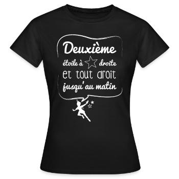 Deuxième étoile (blanc) - T-shirt Femme - noir - Devant - AI Model Female 172 dark (172cm)