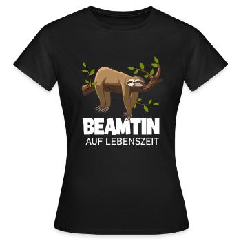 Beamtin auf Lebenszeit Ernennung Faultier - Frauen T-Shirt - Schwarz - Vorne - AI Model Female 172 dark (172cm)